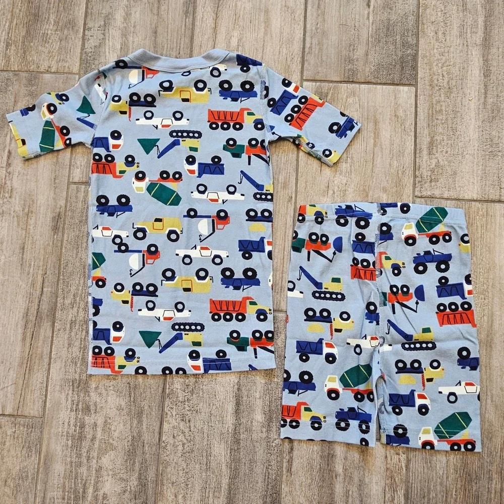 Hanna Andersson Pajama Set Kids 8 Blue Construction Truck NEW Short Sleeve PJs